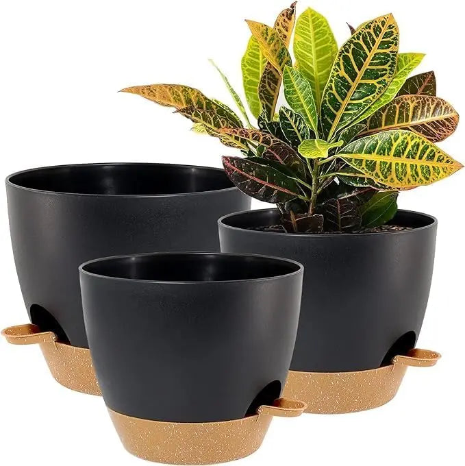 Large Self Watering Pots 12 10 9 Plastic Planters High Drainage
