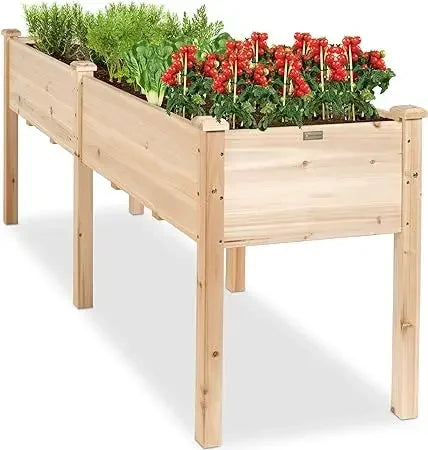 Raised Garden Bed Elevated Wooden Planter Box Stand for Herbs Vegetables Flowers Outdoor Patio Deck