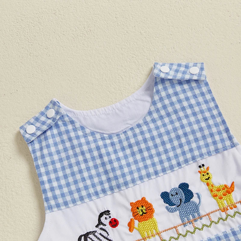 Cute Cartoon Print Short Sleeve Baby Romper Crew Neck Infant Jumpsuit Toddler Overalls for Spring and Summer Wear