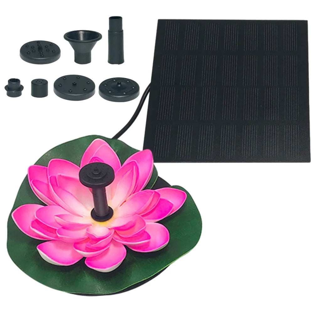 Lotus Shape Pond Decoration Life Up To 20000 Hours Solar Powered Waterfall Fountain 2.5W Water Lily Ornaments for Decore Garden