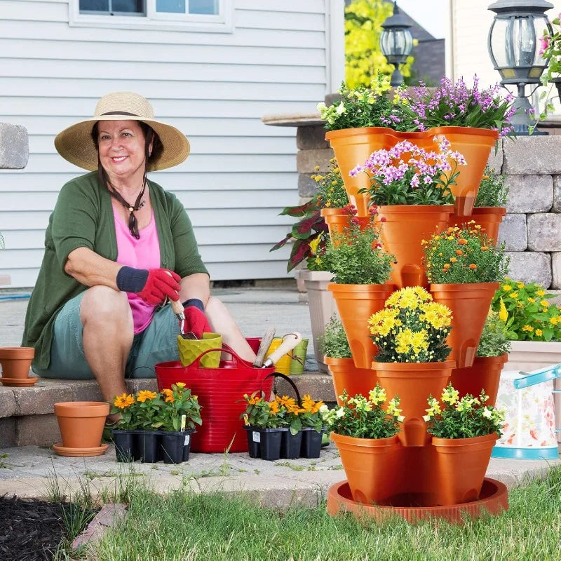2 Set 5 Tier Stackable Planters Vertical Garden Planters