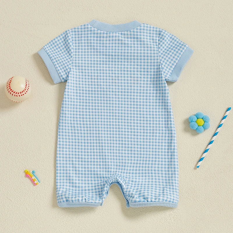 Infant Boys Rompers with Cute Animal Print and Button Closure Short Sleeve Summer Outfits Jumpsuits for Newborns