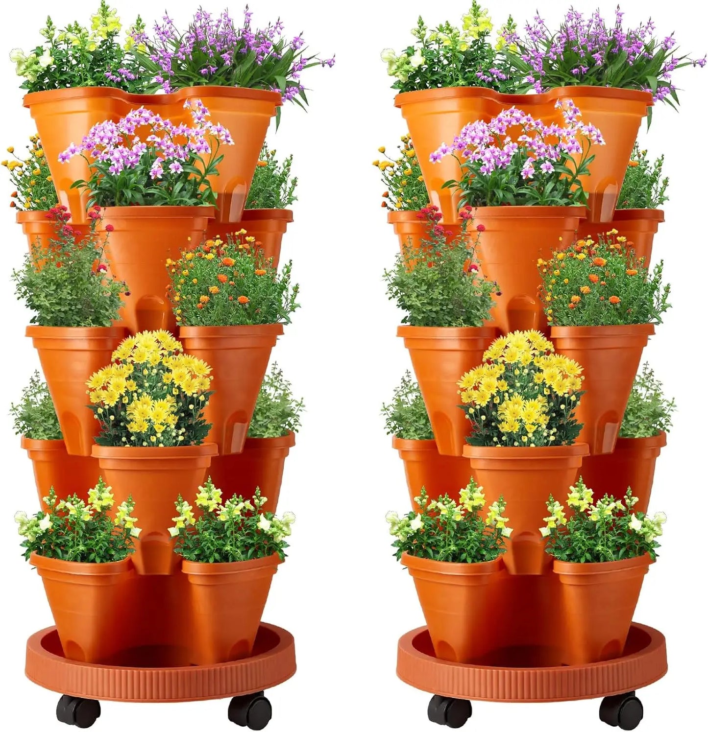 2 Set 5 Tier Stackable Planters Vertical Garden Planters
