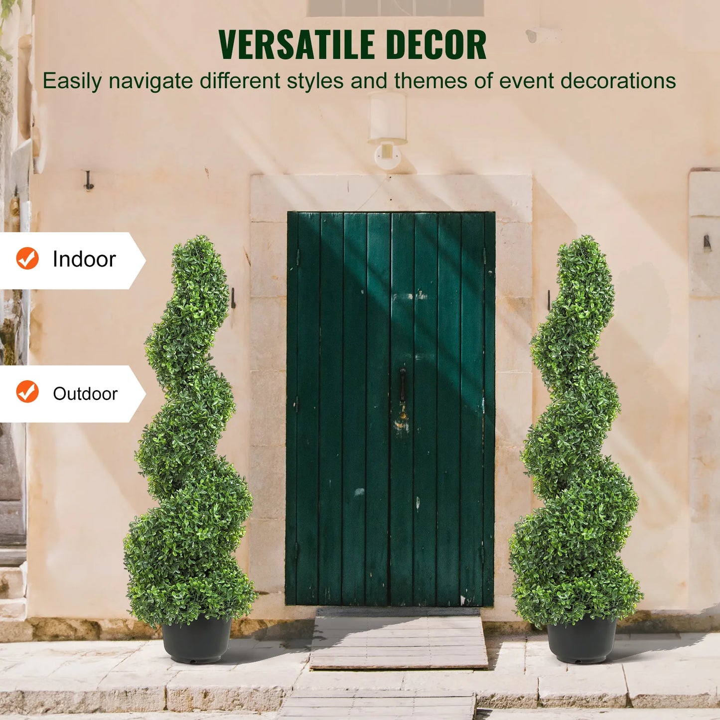 VEVOR 1/2pcs Artificial Boxwood Tower Topiary Plant 24/36/48in