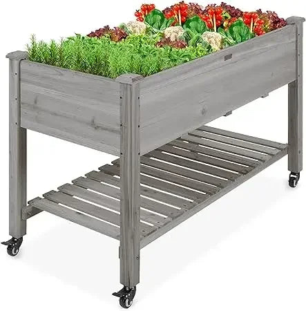 Raised Garden Bed Elevated Wooden Planter Box Stand for Herbs Vegetables Flowers Outdoor Patio Deck