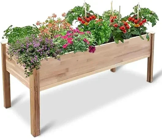 Raised Garden Bed Elevated Wooden Planter Box Stand for Herbs Vegetables Flowers Outdoor Patio Deck