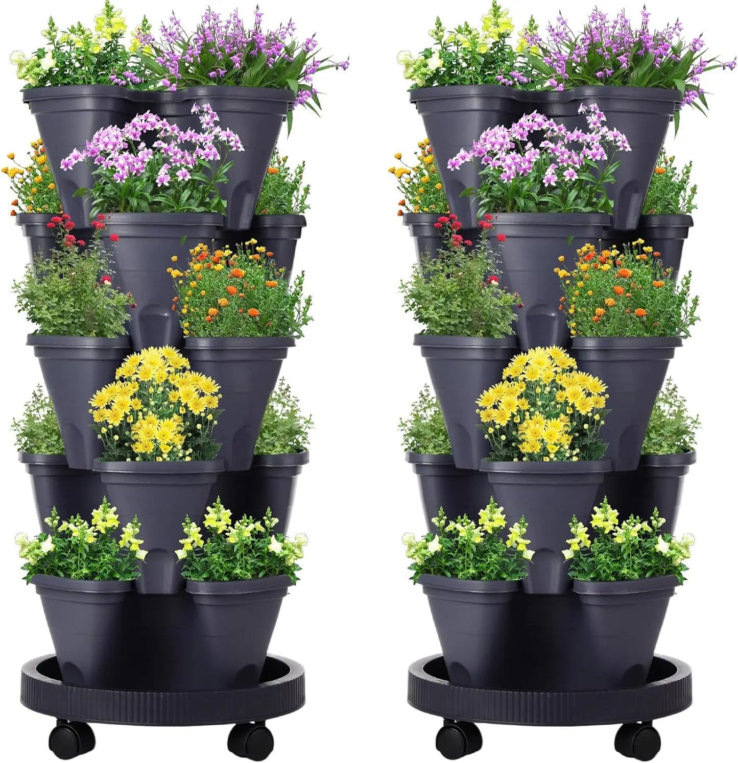 2 Set 5 Tier Stackable Planters Vertical Garden Planters