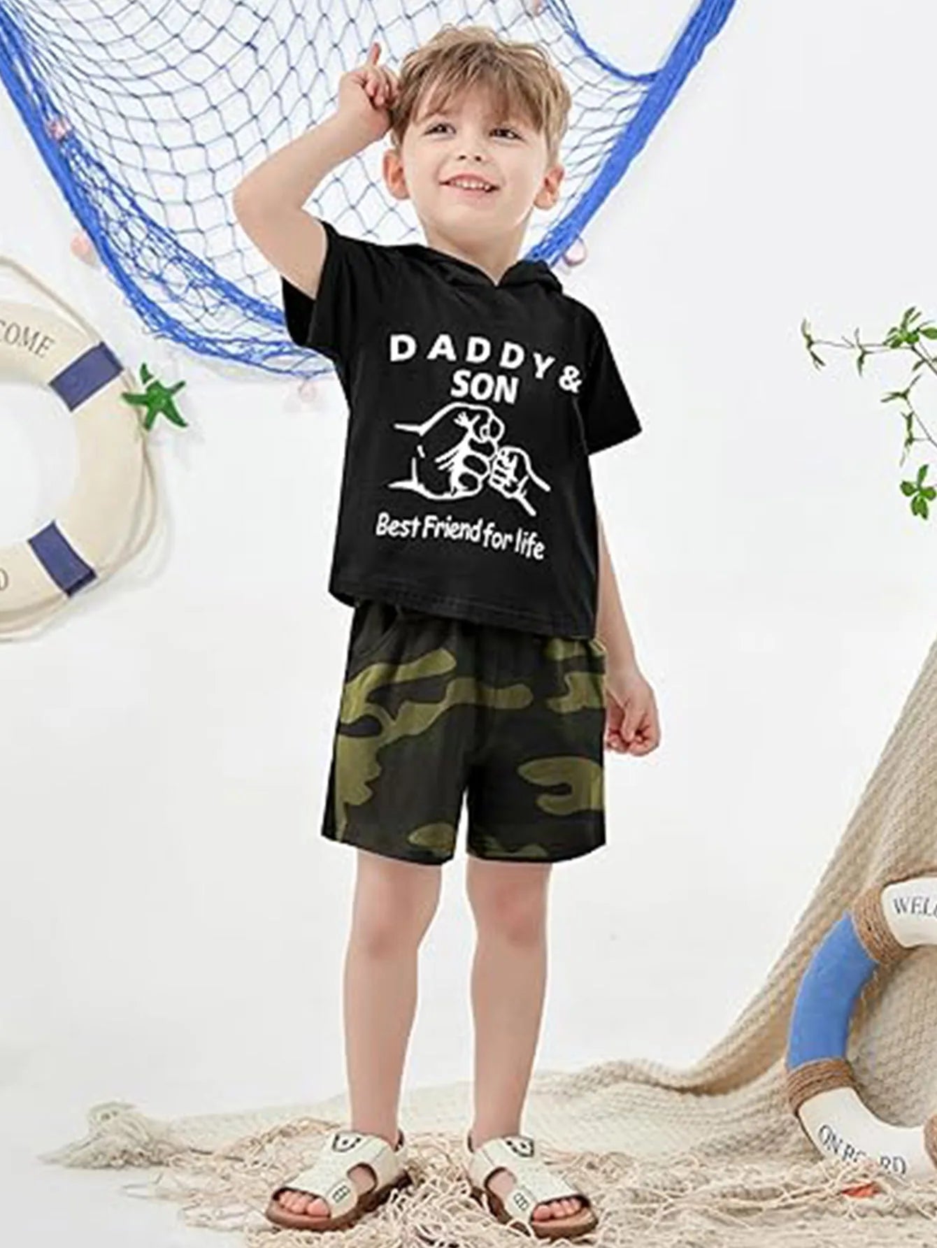 Toddler Boy Clothes 2024 Summer Baby Boys Hooded Short Sleeve Shorts Beach Vacation  Casual Suits 1-5 Years Little Kids Outfits