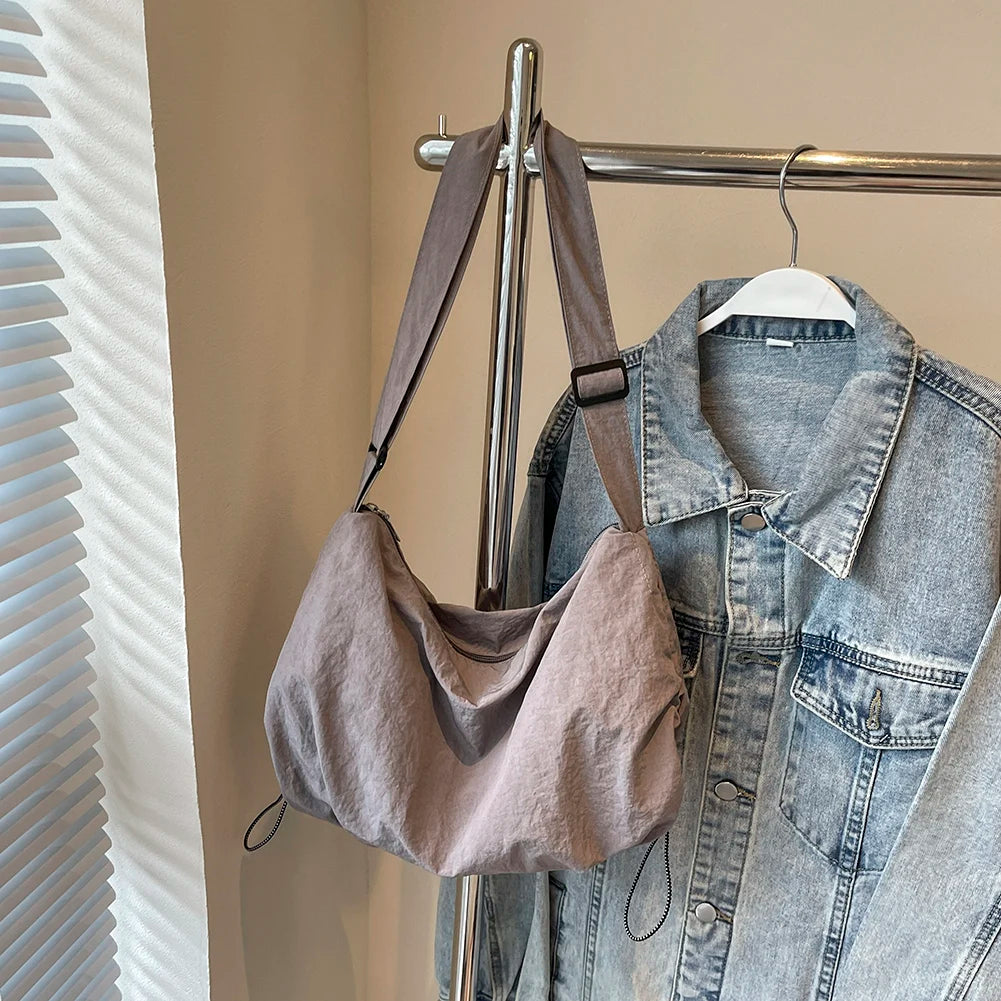 Casual Nylon Hobo Bag Large Capacity Travel Sling Bag for Women