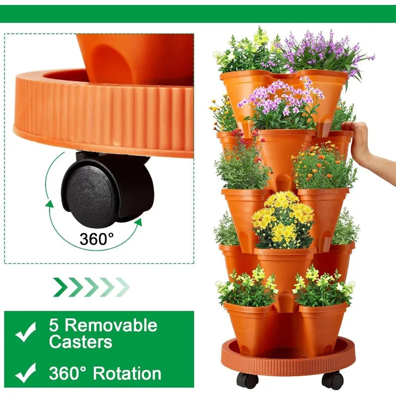 2 Set 5 Tier Stackable Planters Vertical Garden Planters