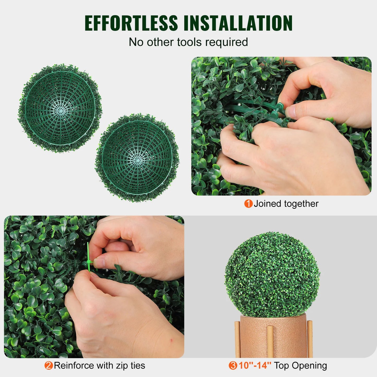 VEVOR Artificial Topiaries Boxwood Trees 16/20 Inch Tall 2Pcs Ball Shape Faux Plant