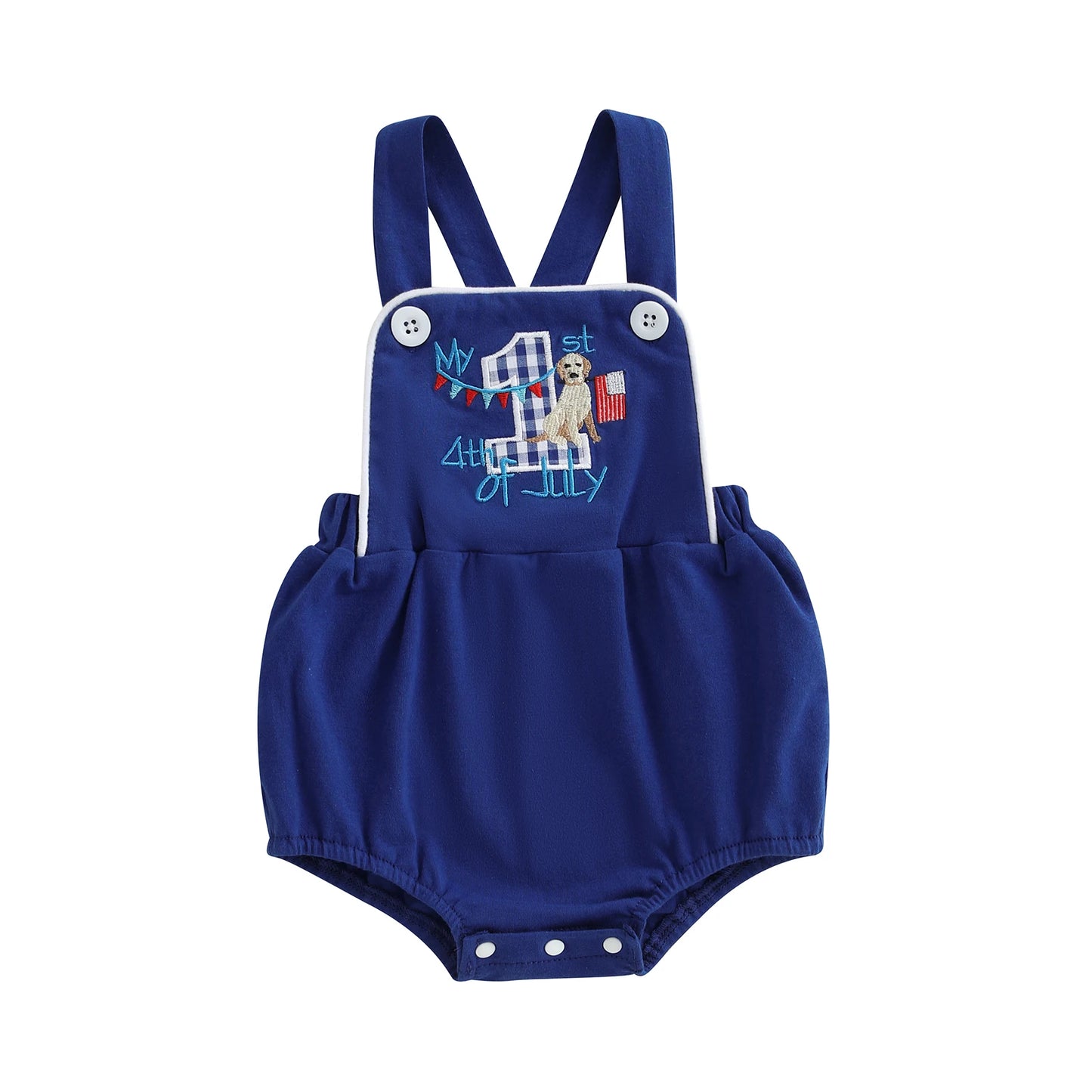 Patriotic Stars and Stripes  for Newborns Adorable Jumpsuit with USA Flag Design Sleeveless Romper for Baby Boys Girls