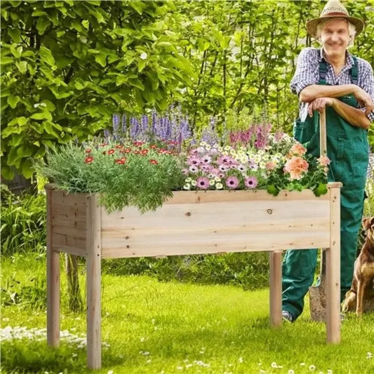 Raised Garden Bed Elevated Wooden Planter Box Stand for Herbs Vegetables Flowers Outdoor Patio Deck