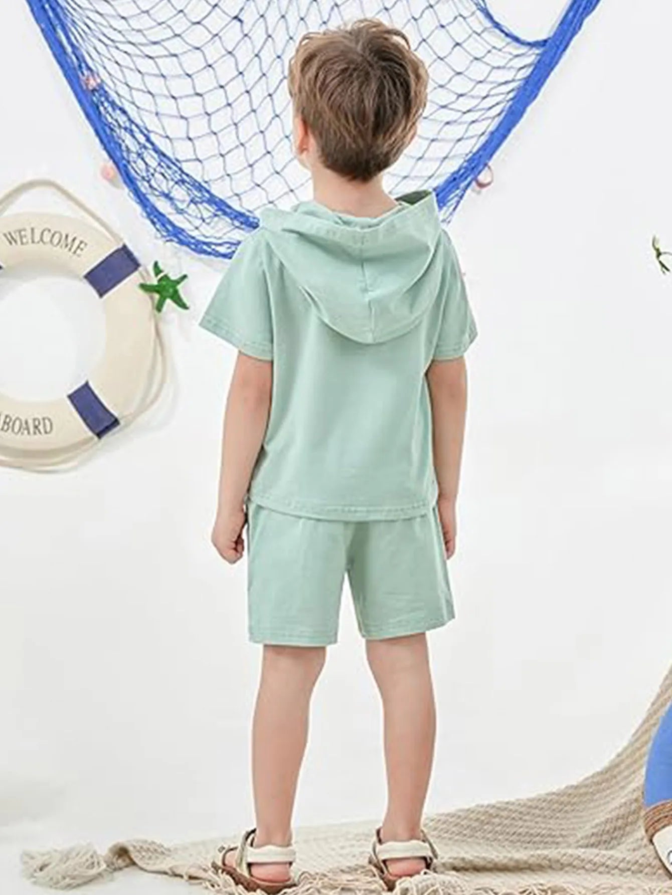 Toddler Boy Clothes 2024 Summer Baby Boys Hooded Short Sleeve Shorts Beach Vacation  Casual Suits 1-5 Years Little Kids Outfits