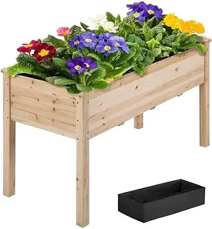 Raised Garden Bed Elevated Wooden Planter Box Stand for Herbs Vegetables Flowers Outdoor Patio Deck