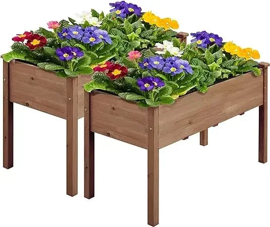 Raised Garden Bed Elevated Wooden Planter Box Stand for Herbs Vegetables Flowers Outdoor Patio Deck