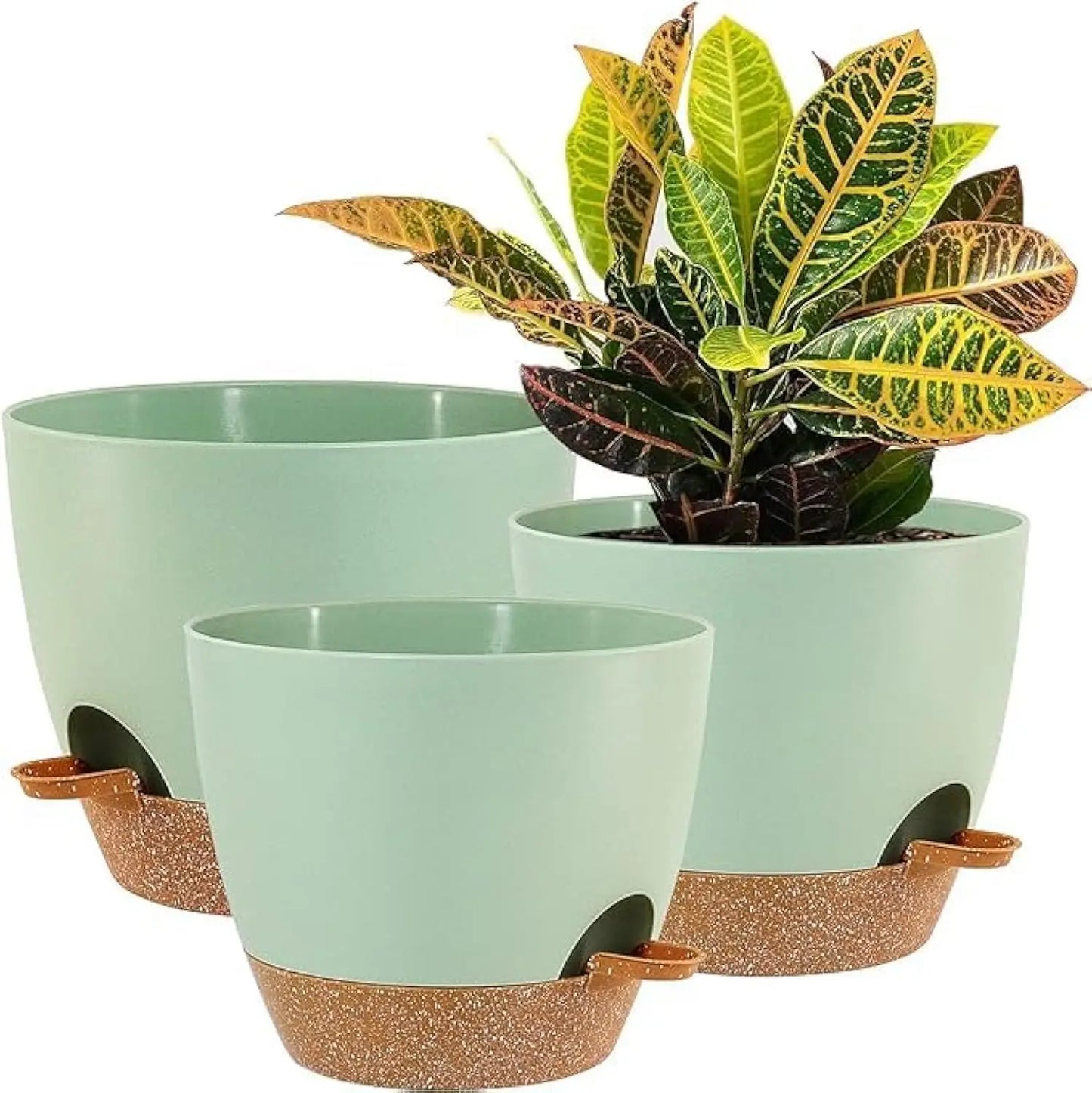 Large Self Watering Pots 12 10 9 Plastic Planters High Drainage