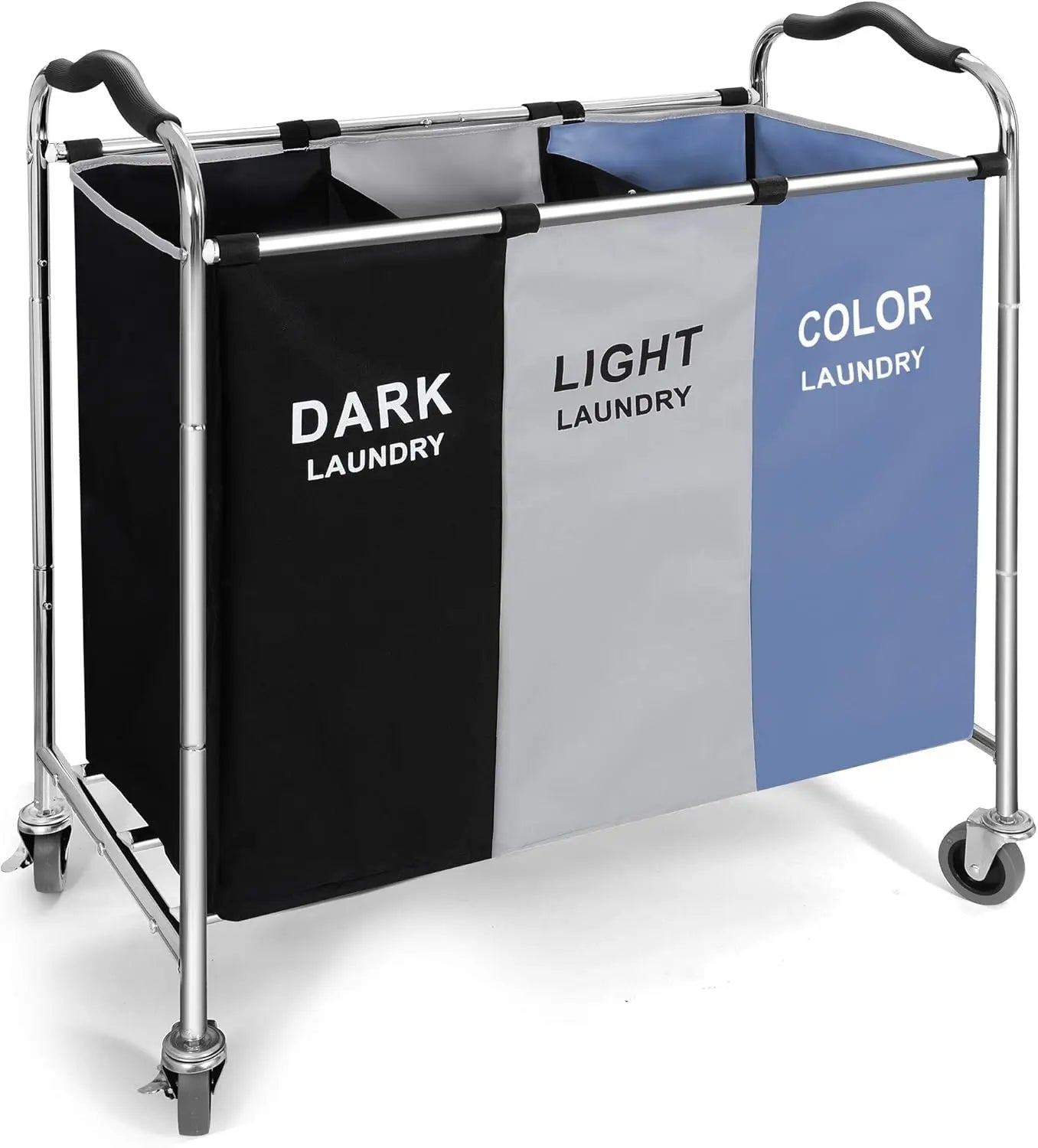 Laundry Basket with Wheels, 240l Laundry Hamper with 3 Section Laundry Bag for Dirty Clothes, Dorm Room Essentials