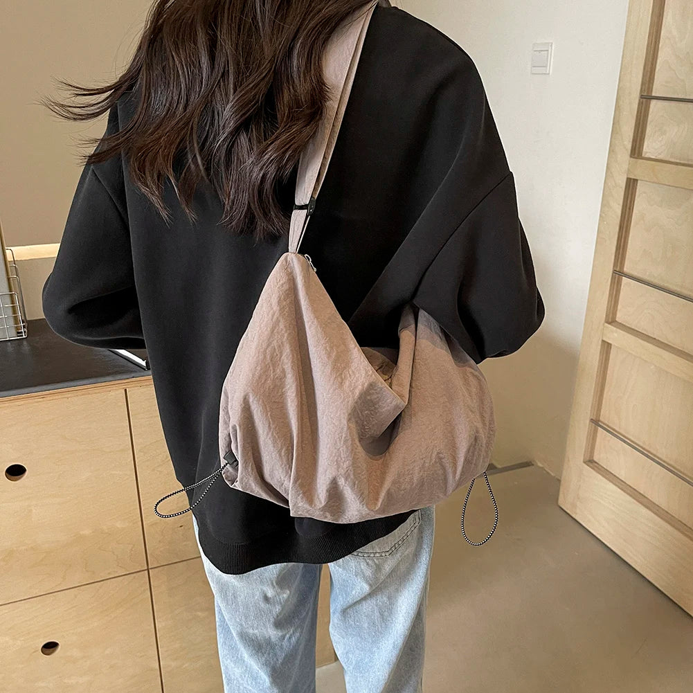 Casual Nylon Hobo Bag Large Capacity Travel Sling Bag for Women