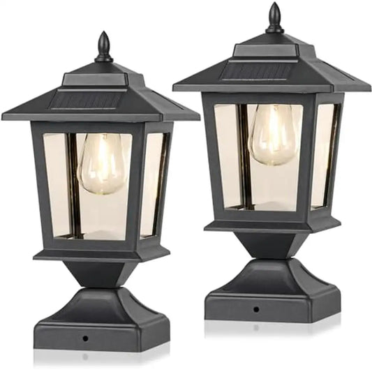 Solar Post Cap Lights Waterproof Outdoor Light 4x4 Fence Deck Patio Glass Shade Aluminum Base LED Lamp Ambient Lighting Durable