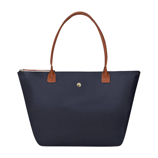 Large Capacity Shoulder Tote Bag for Women, Nylon Top-Handle Purse, Foldable Weekend Hobo Handbag Single Shoulder Soft Leather B