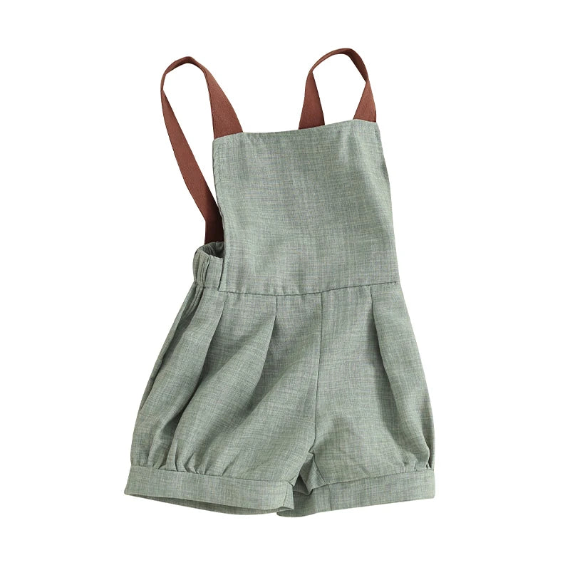 Infant Boys Denim Overalls Sleeveless Patchwork Straps Shortall Summer Backless Toddler Romper Jumpsuit Outfit for Baby