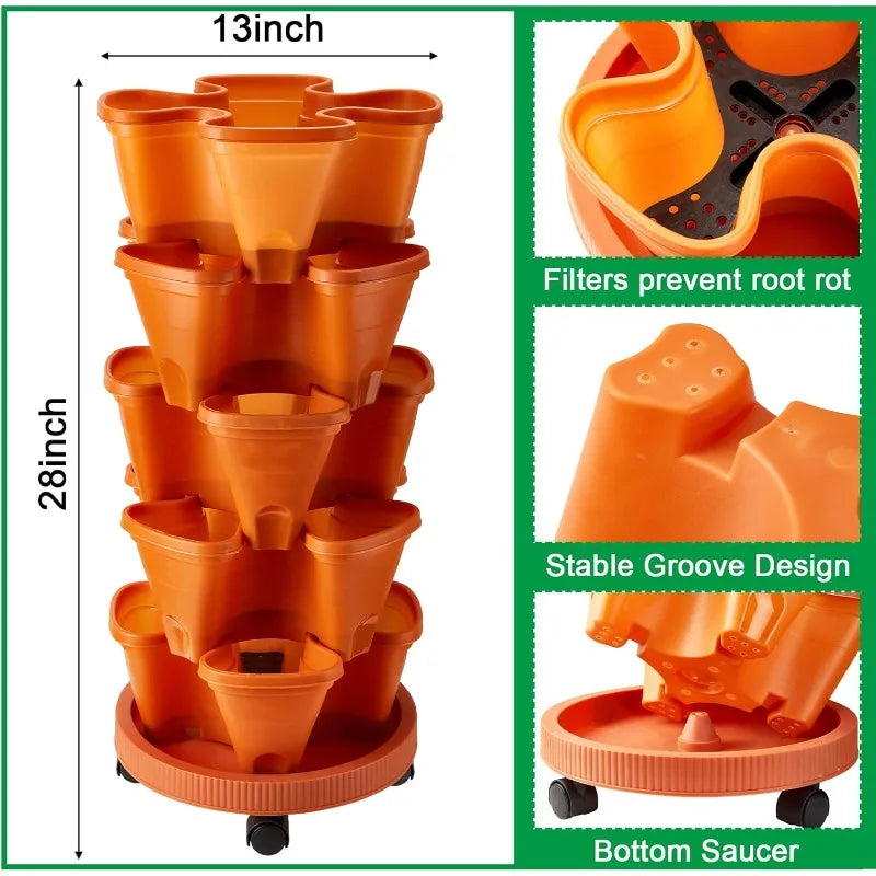 2 Set 5 Tier Stackable Planters Vertical Garden Planters