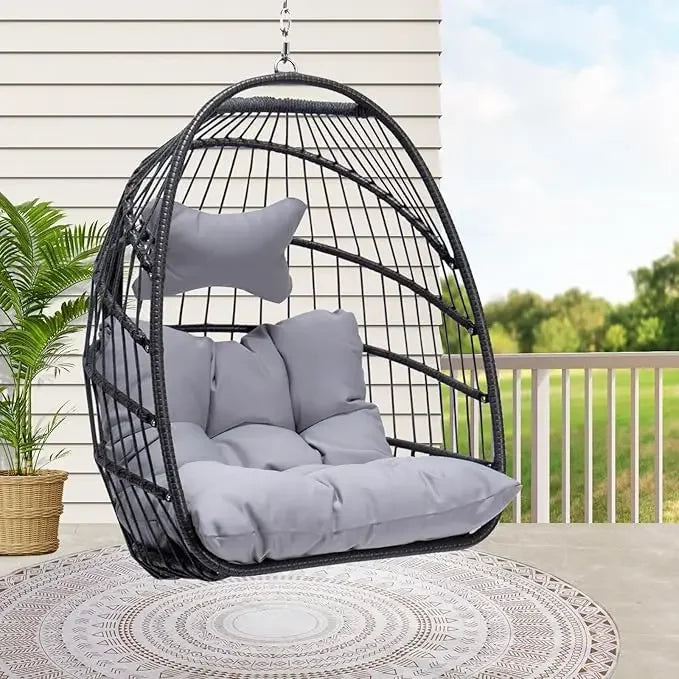 Egg Chair Without Stand Luxury Outdoor Patio Wicker Hanging Swing Egg Chairs with Water Resistant Cushions for Patio Backyard