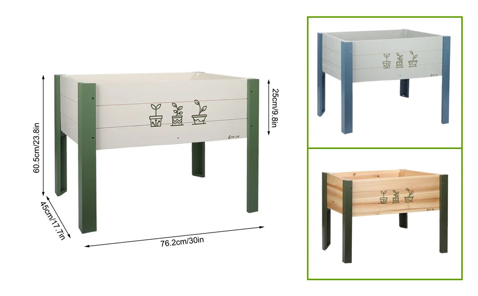 Groworks Elevated Wooden Planter Box 30L X 17.7W X 23.8H Outdoor Gardening Raised Garden Bed with Long Feet for Planting