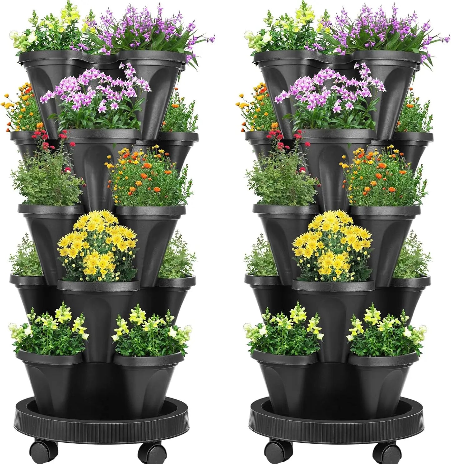 2 Set 5 Tier Stackable Planters Vertical Garden Planters