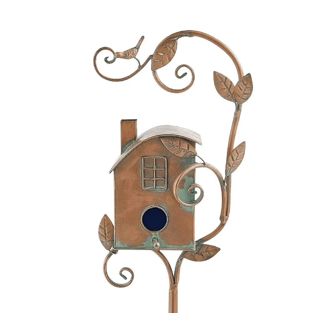 Garden Outdoor Metal Birdhouse Decoration Bird Houses for Outside with Pole Bird House Pole for Outdoor Garden Yard Decoration