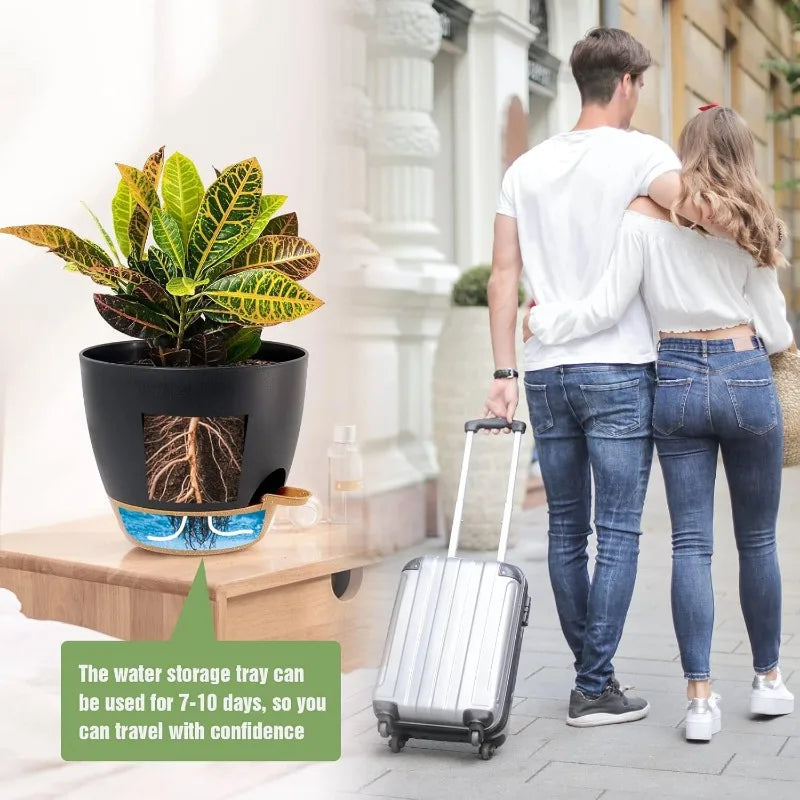 Large Self Watering Pots 12 10 9 Plastic Planters High Drainage