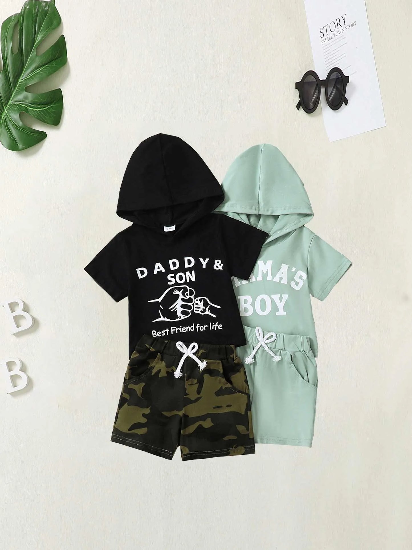 Toddler Boy Clothes 2024 Summer Baby Boys Hooded Short Sleeve Shorts Beach Vacation  Casual Suits 1-5 Years Little Kids Outfits