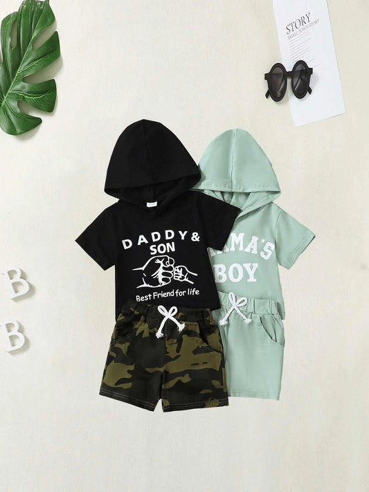 Toddler Boy Clothes 2024 Summer Baby Boys Hooded Short Sleeve Shorts Beach Vacation  Casual Suits 1-5 Years Little Kids Outfits