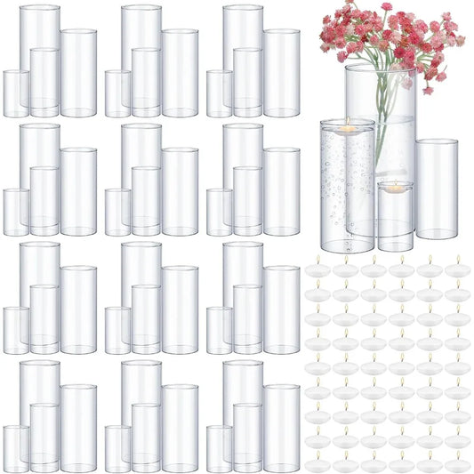 4 Sizes(4/6/ 8/10 Inch) Glass Clear Cylinder Vase  Home Decor