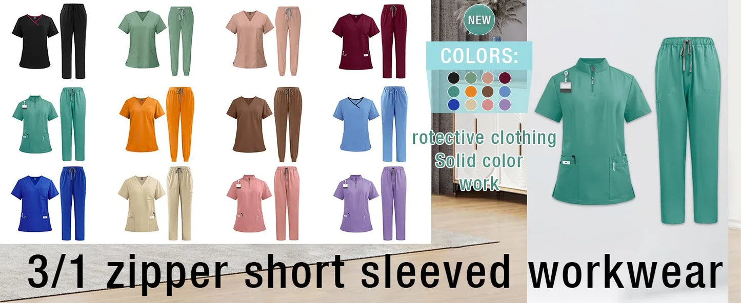 Women Two-Piece Set Solid Color Stand-Up Collar Top And Pants