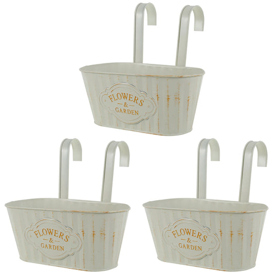 3/6Pcs Hanging Flower Pots Metal Iron Wall Planter Indoor Outdoor