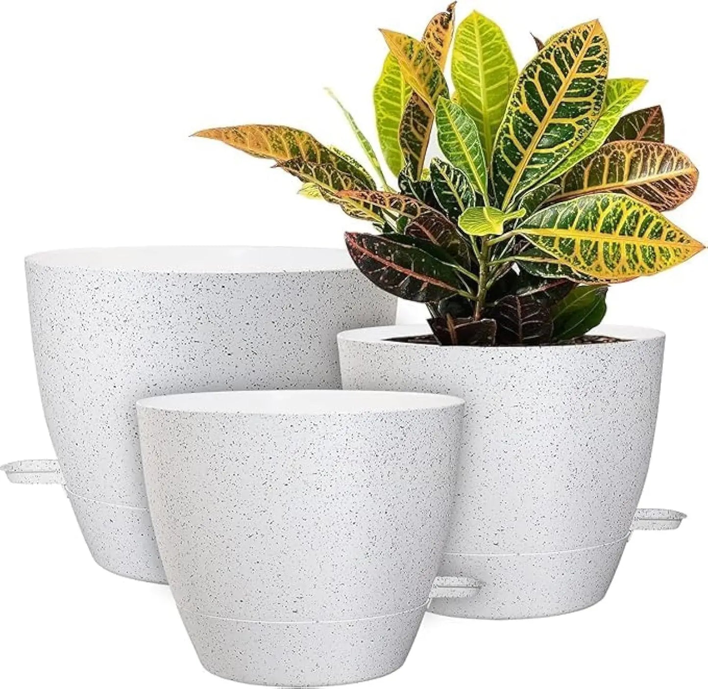 Large Self Watering Pots 12 10 9 Plastic Planters High Drainage