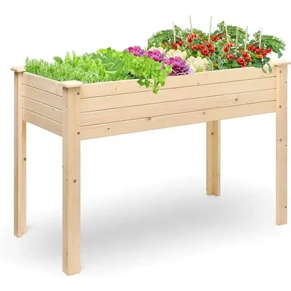 Raised Garden Bed Elevated Wooden Planter Box Stand for Herbs Vegetables Flowers Outdoor Patio Deck
