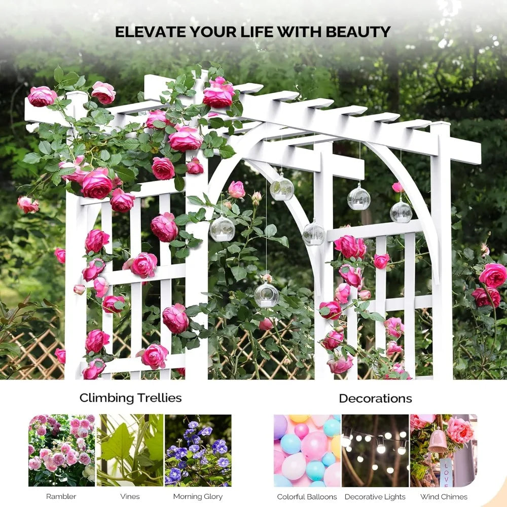 Garden Arbor, PVC Wedding Arch for Ceremony Party, Garden Trellis for Climbing Plants Outdoor, Arch Backdrop Stand for Garden