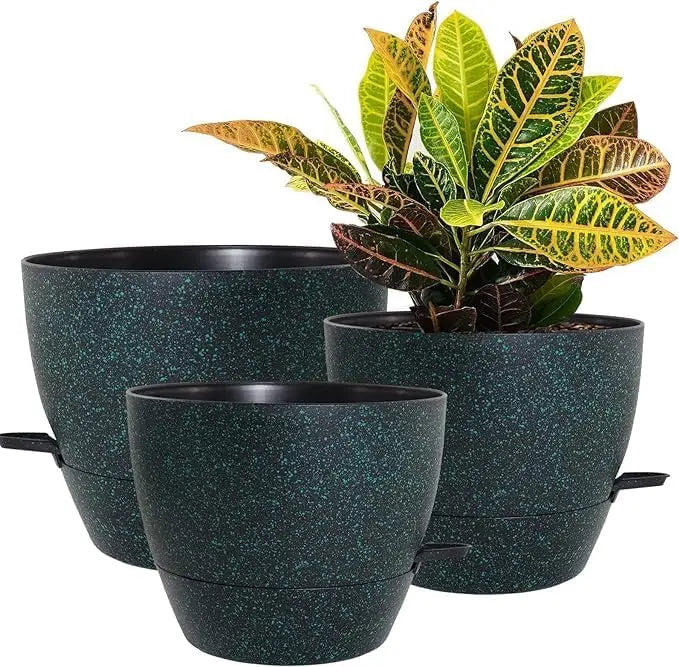 Large Self Watering Pots 12 10 9 Plastic Planters High Drainage