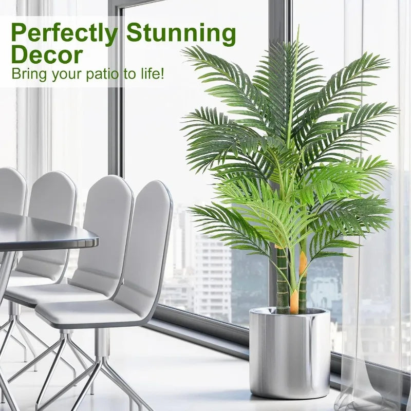 Tall Triple Golden Cane Palm Artificial Tree for Decor