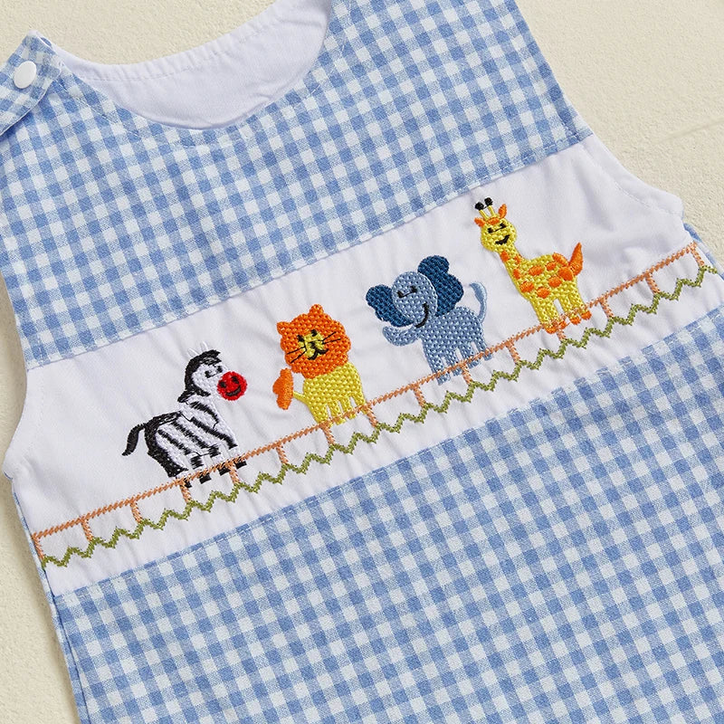 Cute Cartoon Print Short Sleeve Baby Romper Crew Neck Infant Jumpsuit Toddler Overalls for Spring and Summer Wear