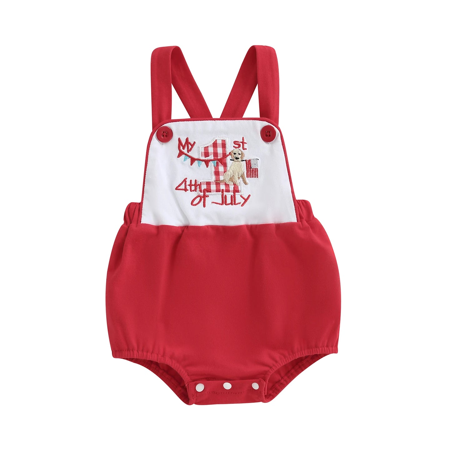 Patriotic Stars and Stripes  for Newborns Adorable Jumpsuit with USA Flag Design Sleeveless Romper for Baby Boys Girls