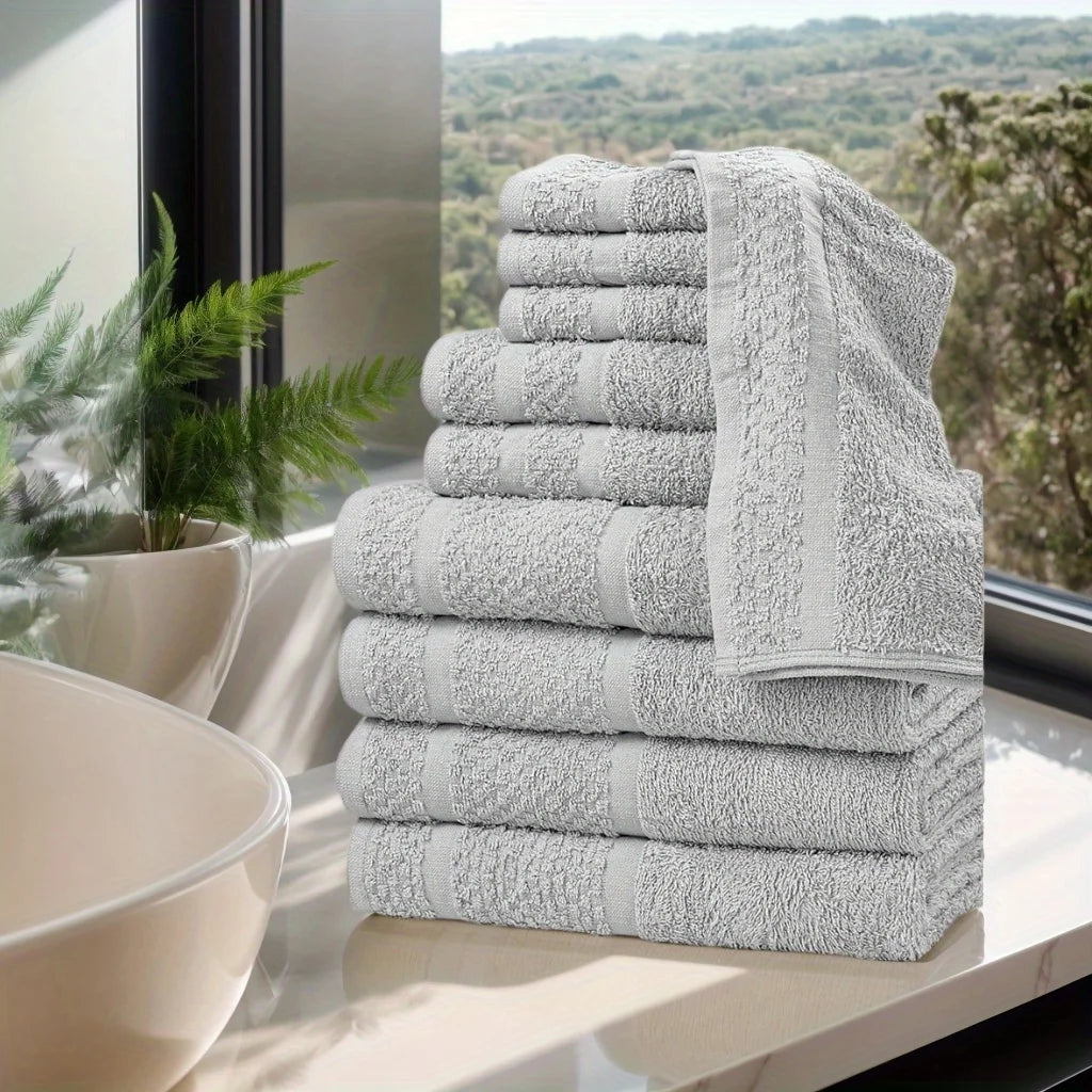 Deluxe 10-Piece Towel Set in White - Enhanced for Supreme Softness and Long-Lasting Durability