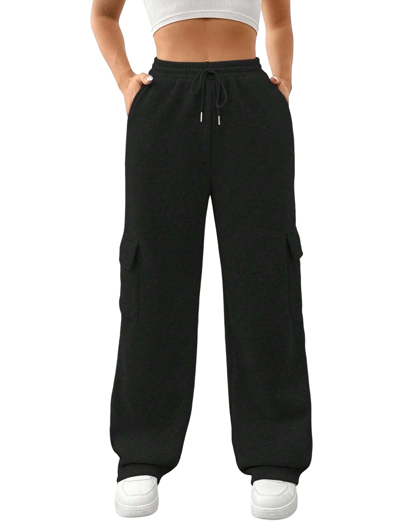 Women Running Cargo Sweatpants Baggy Wide Leg With Pockets