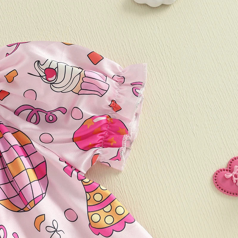 Girls Nightgowns Birthday Toddler Nightgown Unicorn Print Plush Trim Sleepwear Night Sleep Dress Princess Pajamas Set with