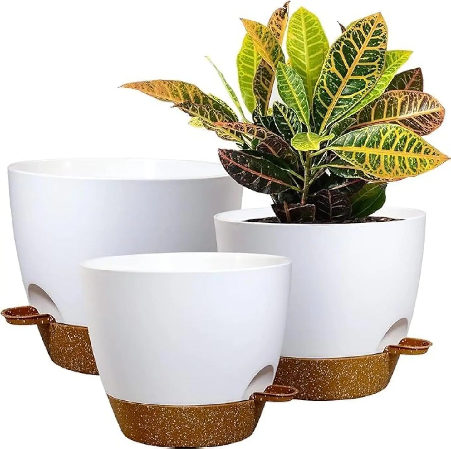 Large Self Watering Pots 12 10 9 Plastic Planters High Drainage