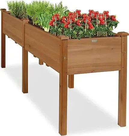 Raised Garden Bed Elevated Wooden Planter Box Stand for Herbs Vegetables Flowers Outdoor Patio Deck