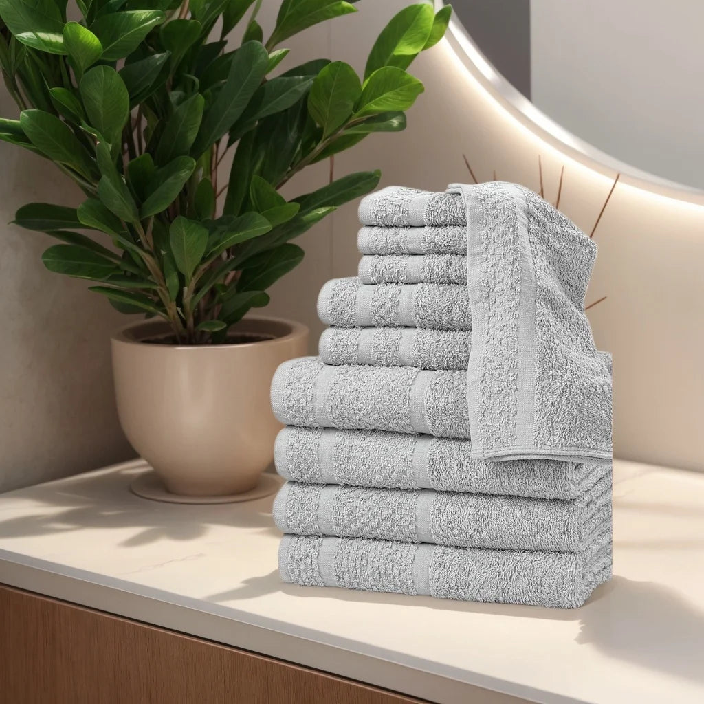 Deluxe 10-Piece Towel Set in White - Enhanced for Supreme Softness and Long-Lasting Durability
